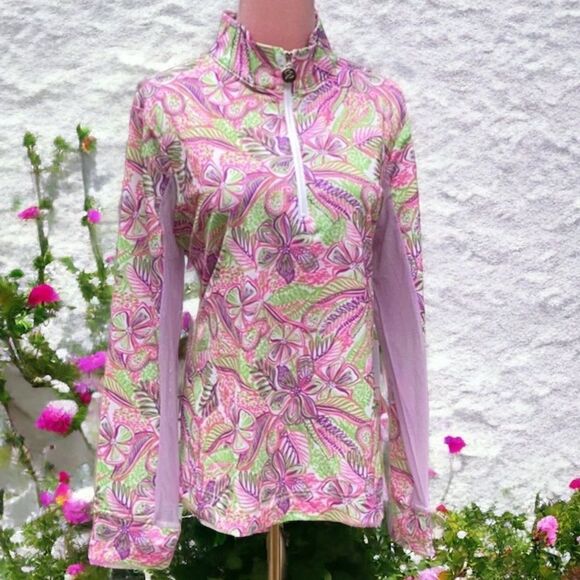 STELLA PARKET NWT GOLF COLLECTION LILAC RASH GUARD TOP QUICK DRY UPF 50 1/4 ZIP - Picture 2 of 8